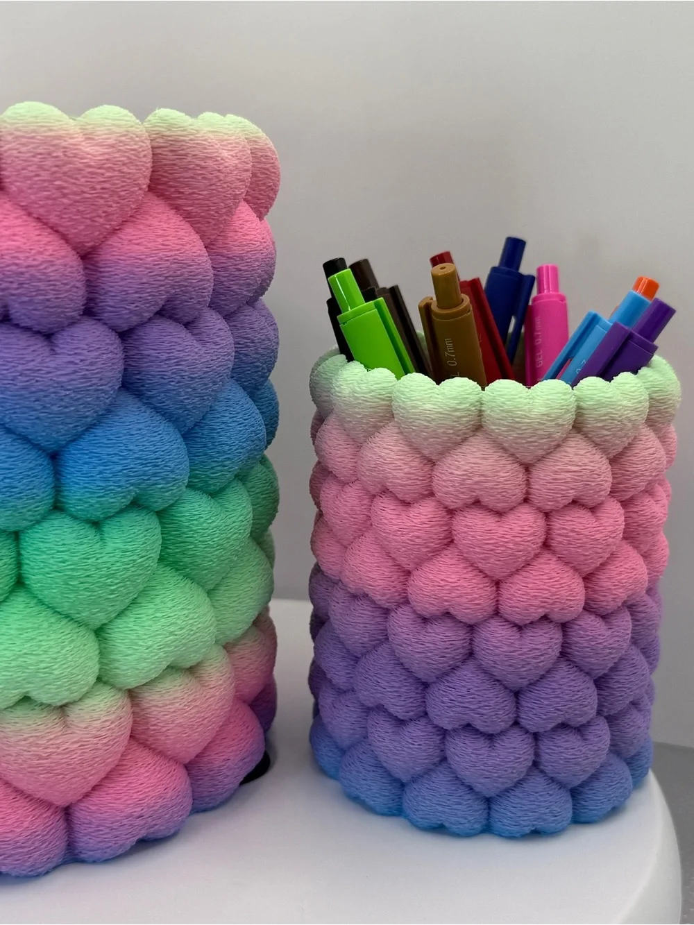 Handmade Gradient Heart Bubble Baskets - Pastel Rainbow